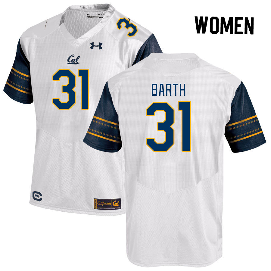 Women #31 Hunter Barth California Golden Bears College Football Jerseys Stitched Sale-White - Click Image to Close